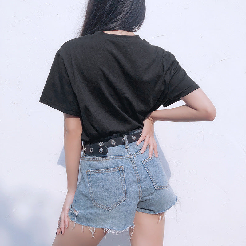 loose thin color butterfly print short-sleeved casual wild top ACTIVEWEAR