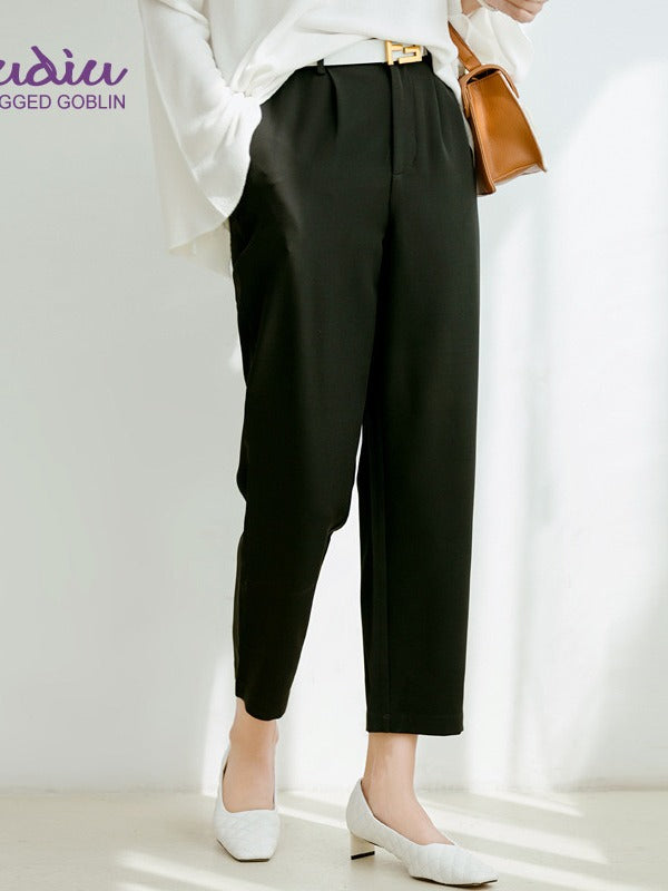 SOLID COLOR EMPIRE STRAIGHT LEG PANTS
