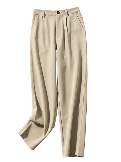 SOLID COLOR EMPIRE STRAIGHT LEG PANTS