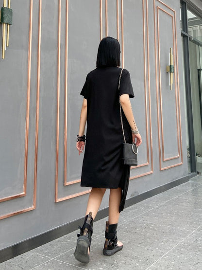LOOSE CROPPED RUFFLED THIN MIDI DRESS