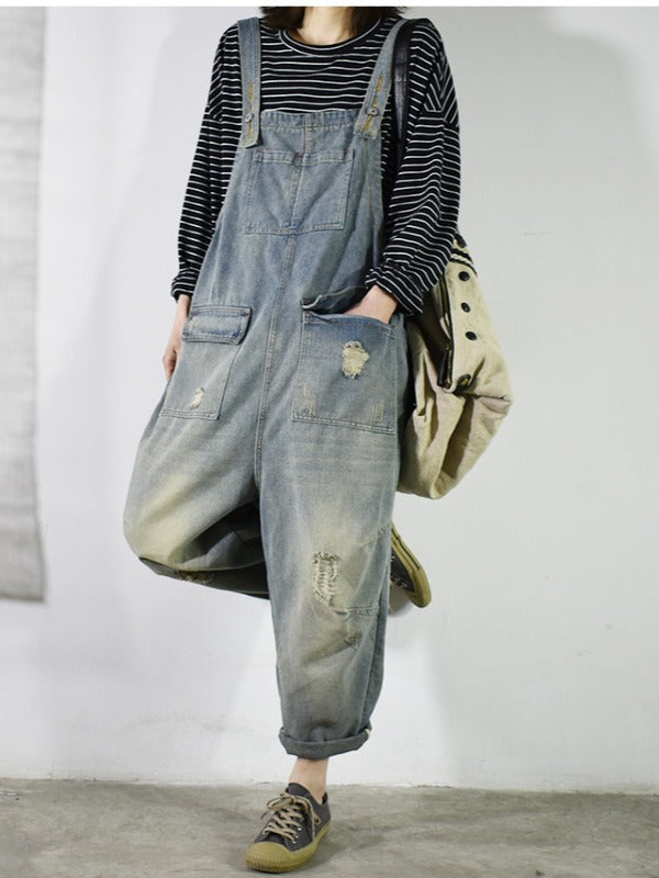 Vintage Casual Loose Sleeveless Overalls