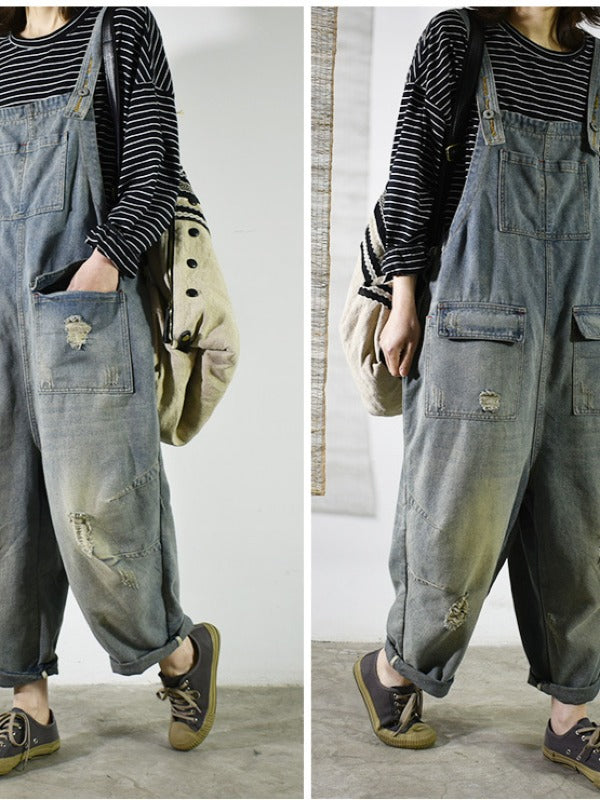 Vintage Casual Loose Sleeveless Overalls