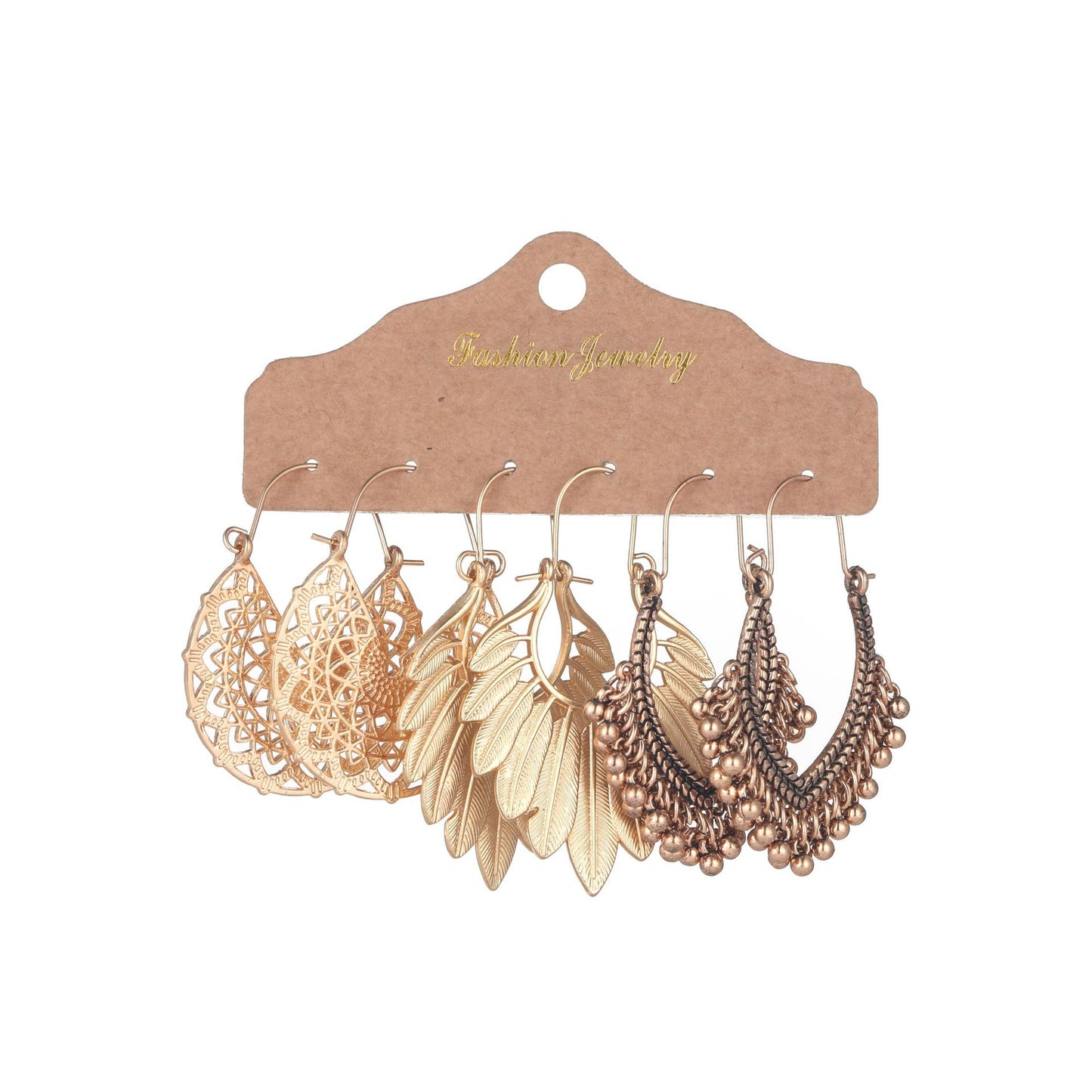 Flower shell gold geometric earrings