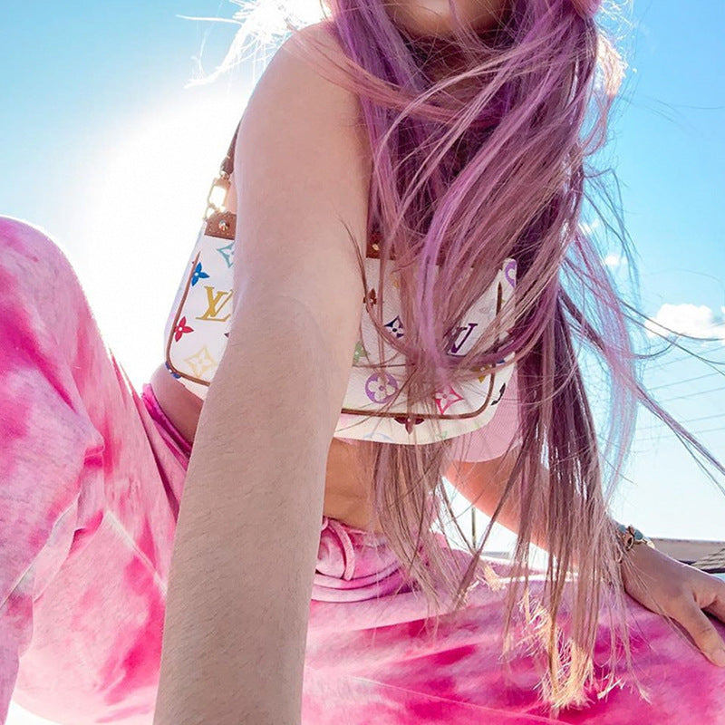 Elastic High Waist Tie-Dye Rainbow Slim Pants ACTIVEWEAR