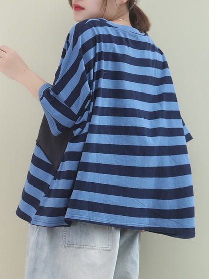 LOOSE ASYMMETRIC STRIPED T-SHIRT