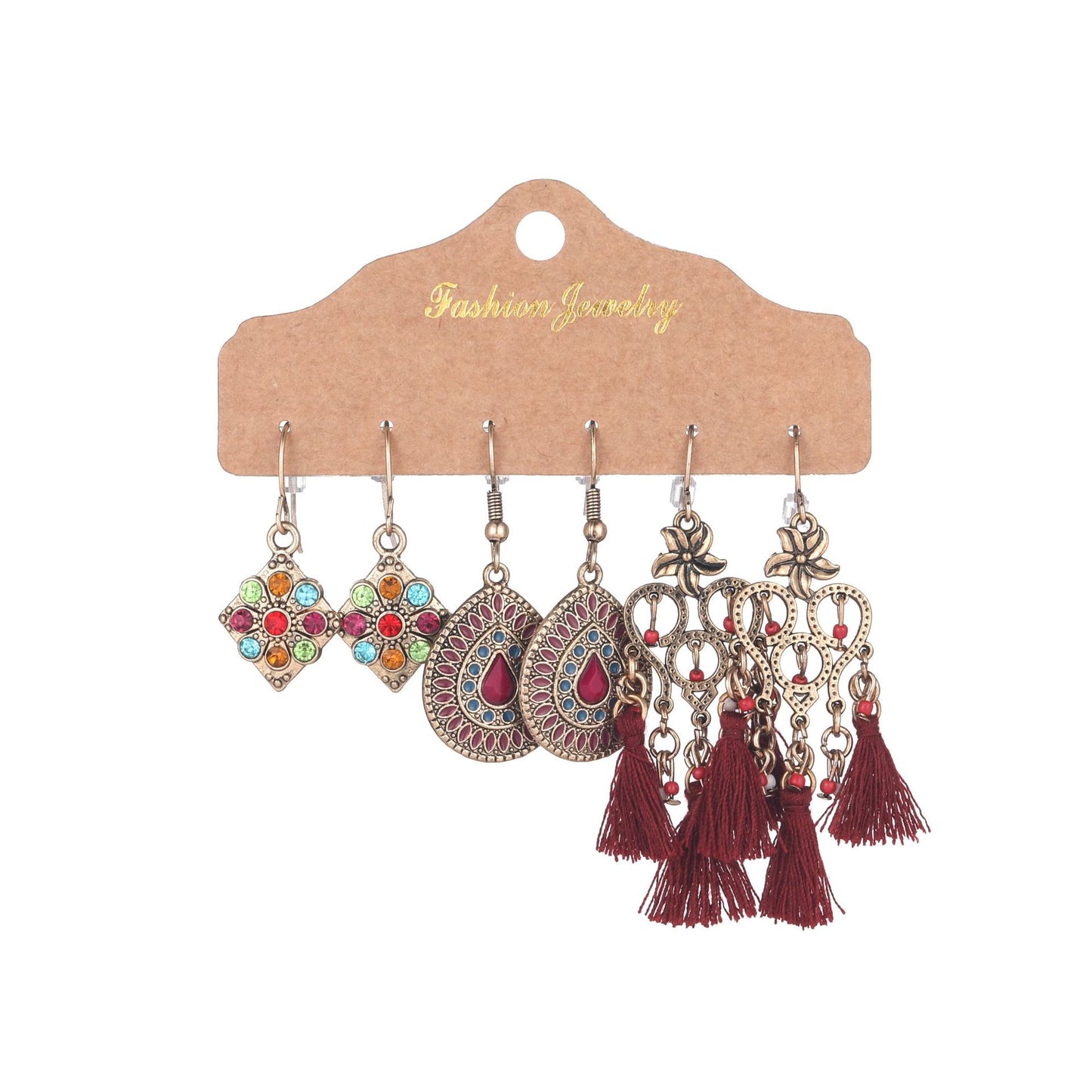 Flower shell gold geometric earrings