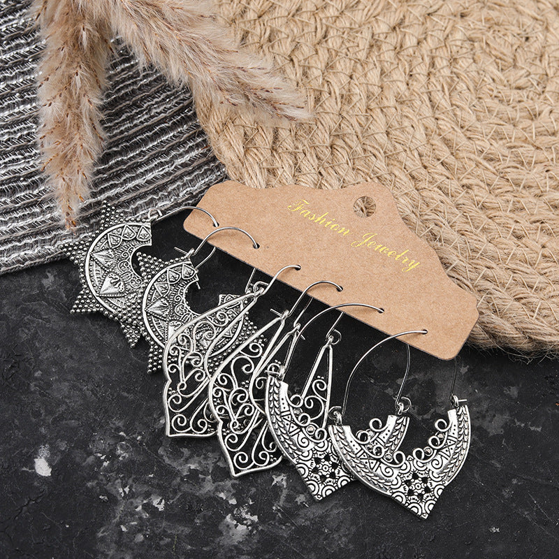 Geometric metal retro earrings