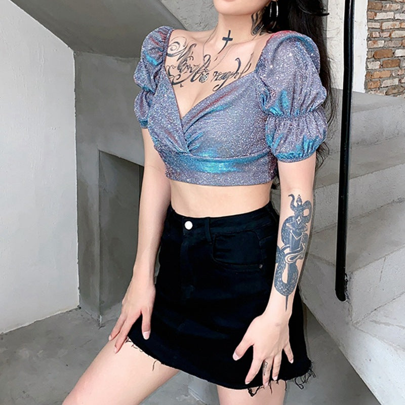 Palace style retro short slim slimming short-sleeved ACTIVEWEAR