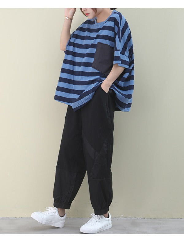LOOSE ASYMMETRIC STRIPED T-SHIRT