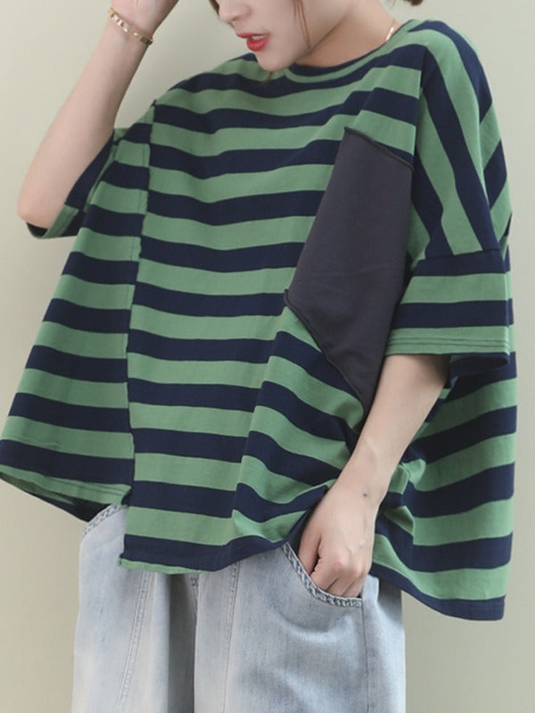 LOOSE ASYMMETRIC STRIPED T-SHIRT