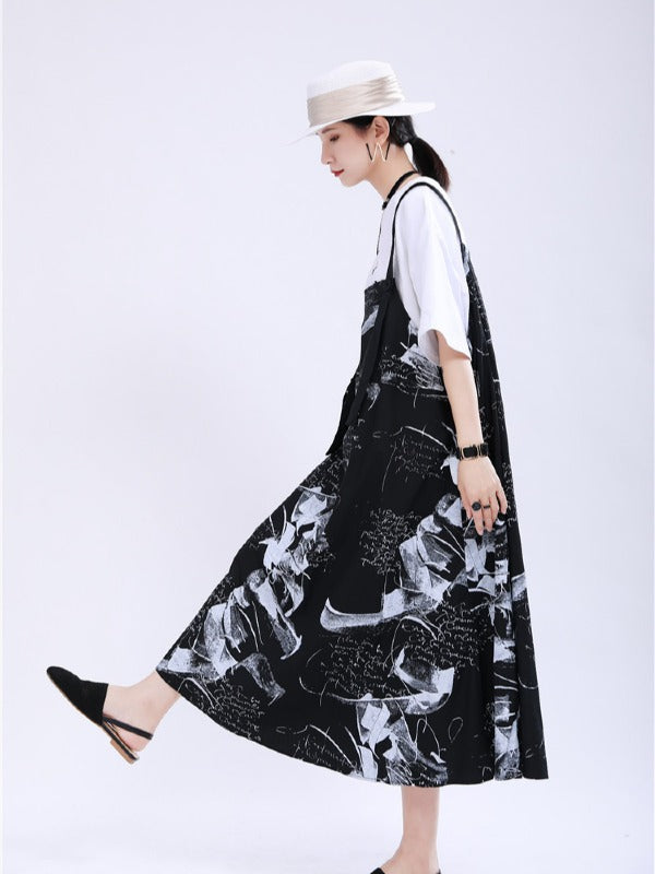 LOOSE BIG-HEM GRAFFITI SLIP DRESS