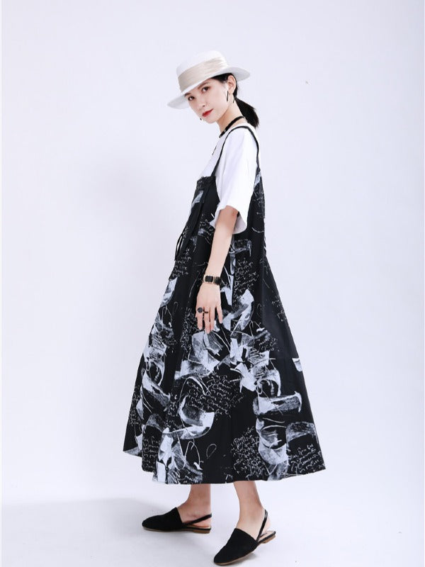 LOOSE BIG-HEM GRAFFITI SLIP DRESS