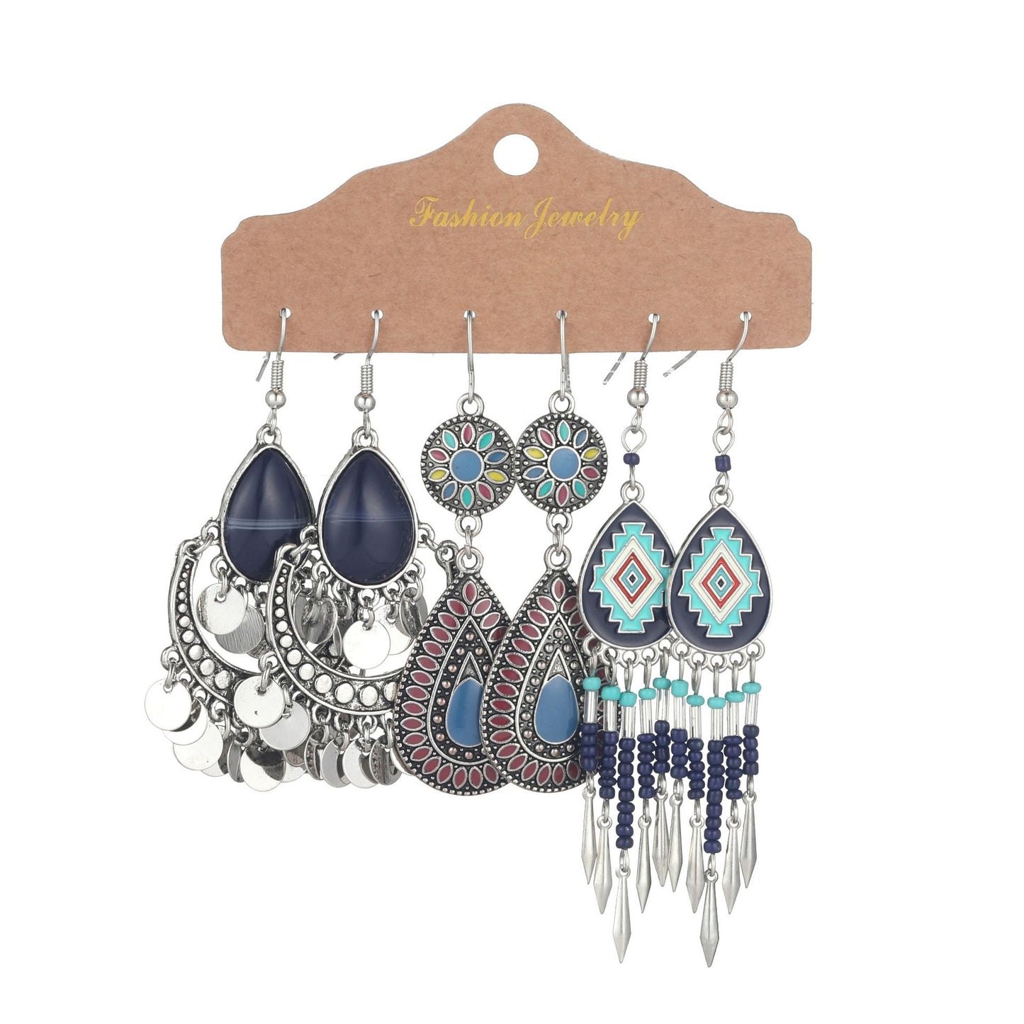 Geometric metal retro earrings