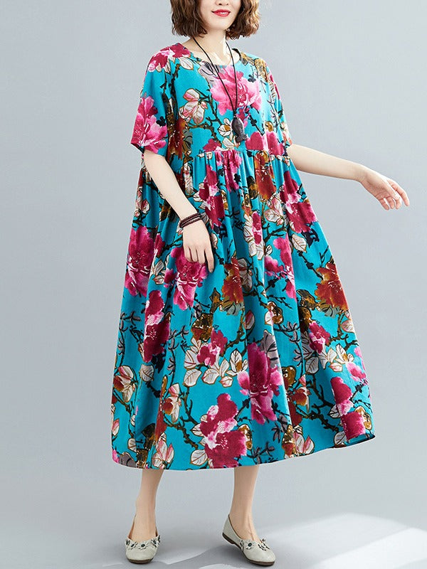 LOOSE FLOWER PRINTING NATIONAL DRESS