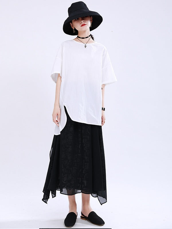 LOOSE BACK CROPPED COTTON T-SHIRTS