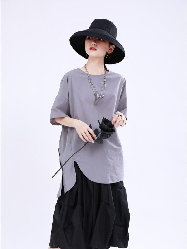 LOOSE BACK CROPPED COTTON T-SHIRTS