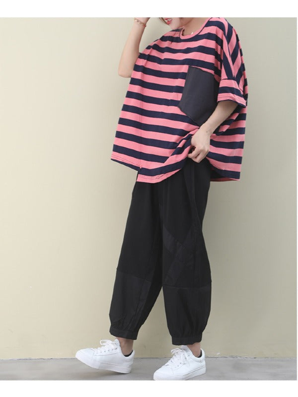 LOOSE ASYMMETRIC STRIPED T-SHIRT