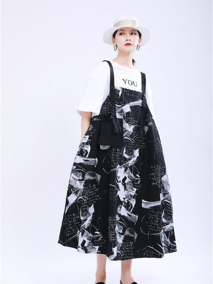 LOOSE BIG-HEM GRAFFITI SLIP DRESS