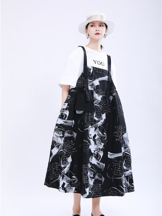 LOOSE BIG-HEM GRAFFITI SLIP DRESS