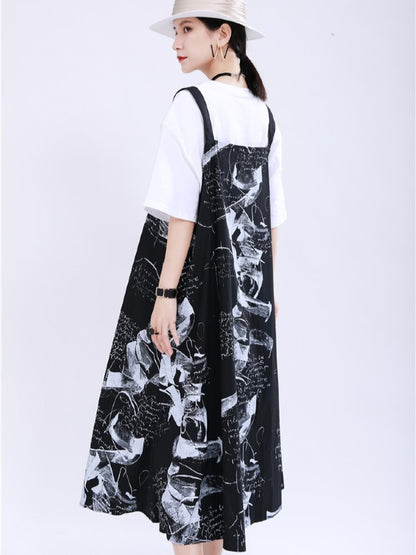 LOOSE BIG-HEM GRAFFITI SLIP DRESS