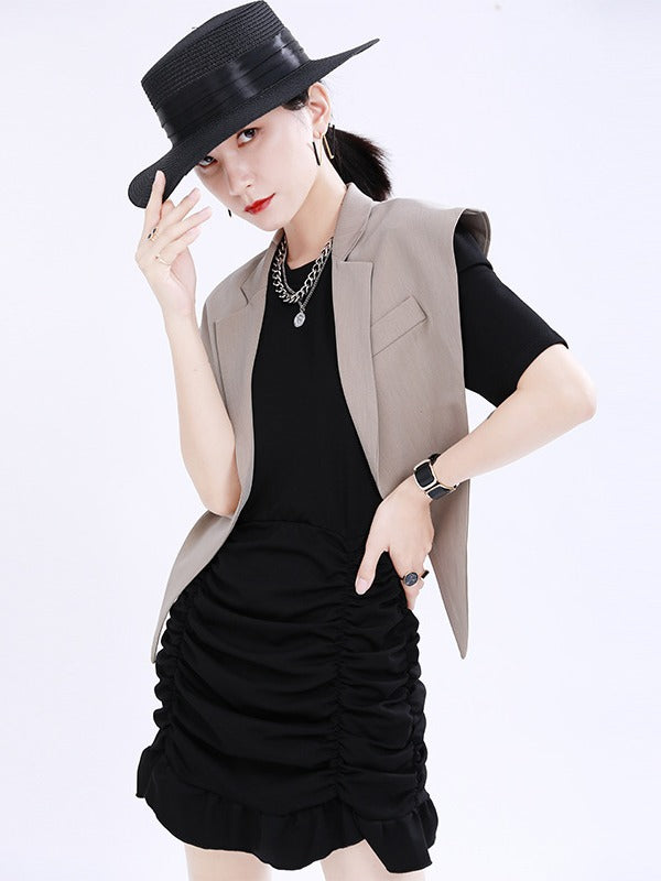 CASUAL RUFFLED PUFF SLEEVE MINI DRESS