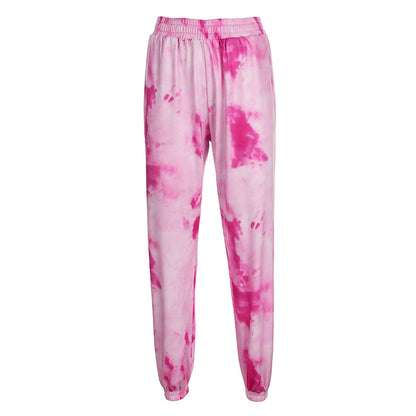 Elastic High Waist Tie-Dye Rainbow Slim Pants ACTIVEWEAR