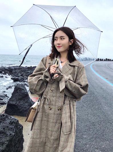 Loose Plaid Retro Lace Coat