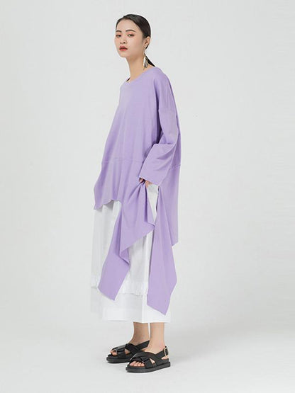 Loose Cropped Solid Color Long Sleeve T-Shirt