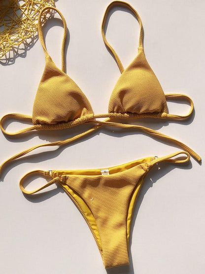 Solid Color Long Sleeves Three Piece Bikini Swimsuit