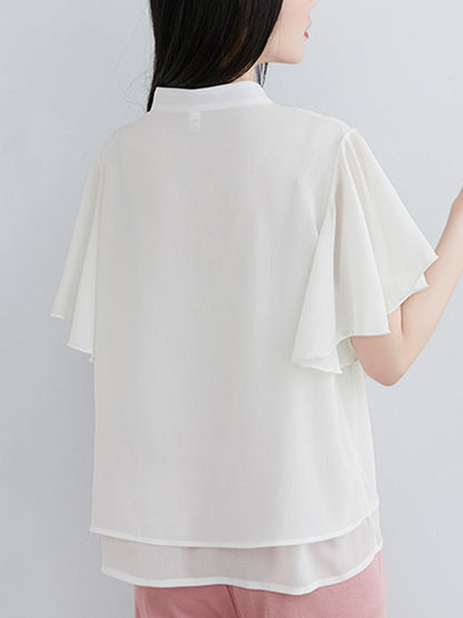 Original 14 Colors Falbala Lapel Blouse Tops