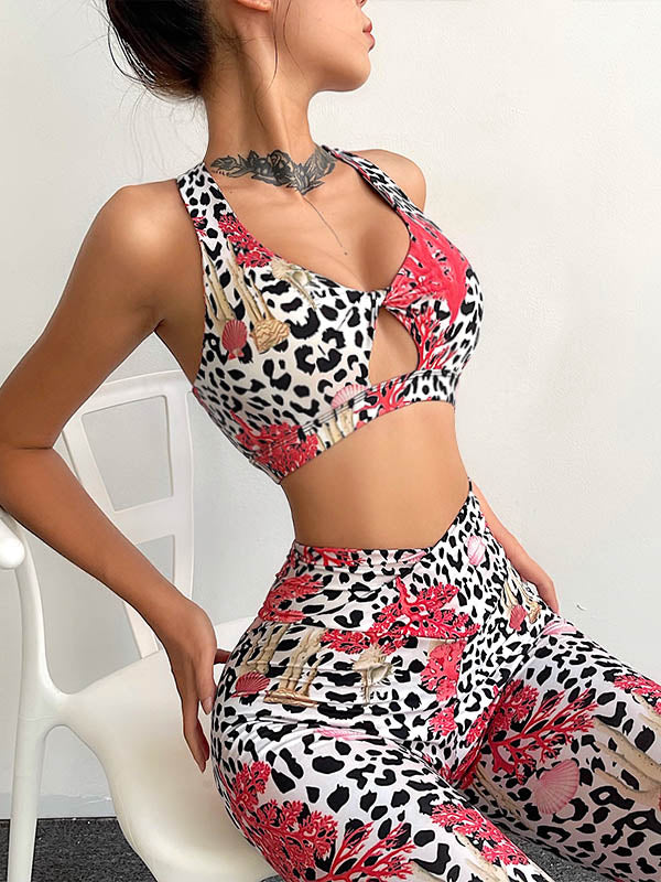 Leopard Print Cut Out Sports Bra