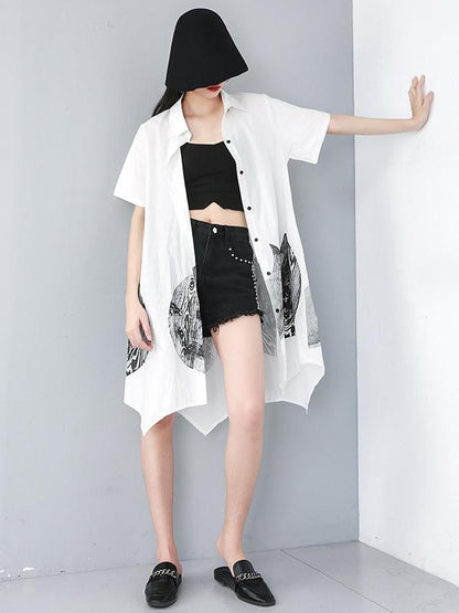 Ink Printed Cropped Shirt Dress