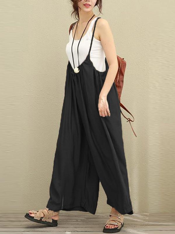 Loose Wide-leg Cotton Jumpsuit