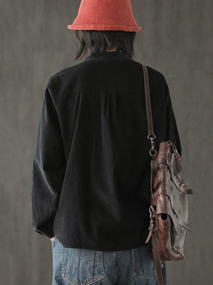 Corduroy Loose Fresh Solid Blouse Top