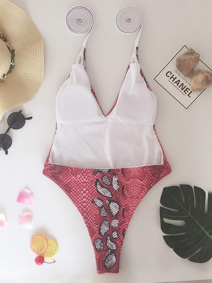 Sexy Snake Skin Bandage One Piece Swimwear