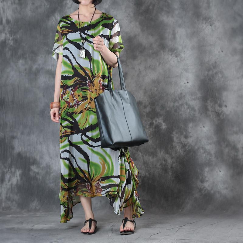Irregular Literature Short Sleeves Loose Summer Women Dress