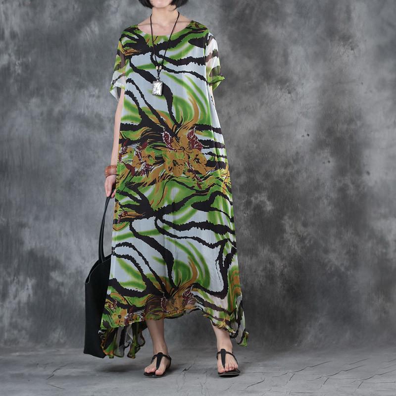 Irregular Literature Short Sleeves Loose Summer Women Dress