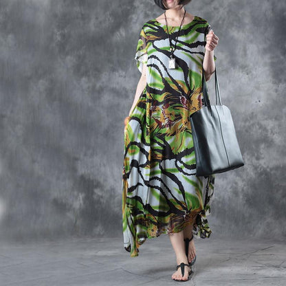Irregular Literature Short Sleeves Loose Summer Women Dress