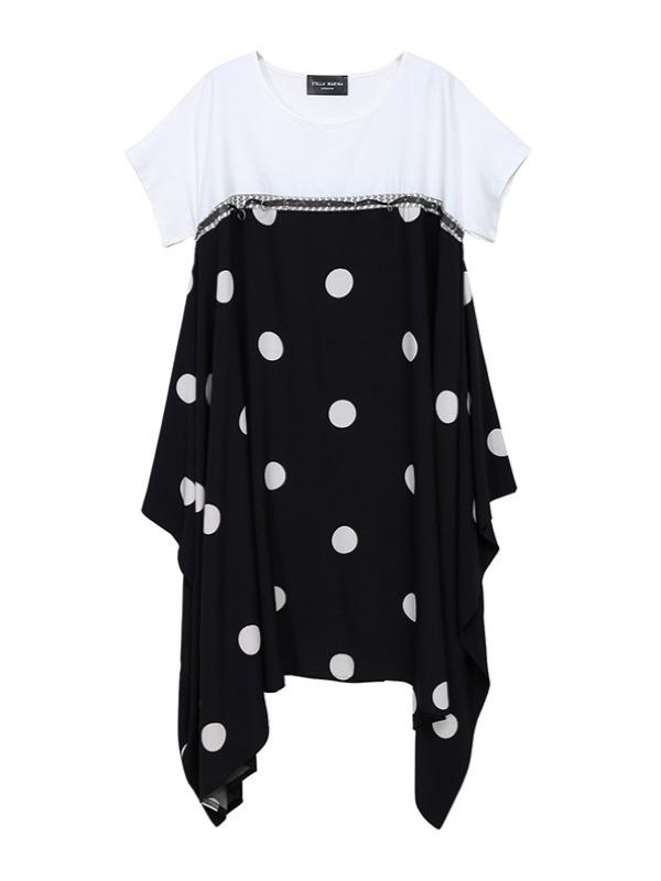 Loose Polka-Dot Cropped High-Waist Long Dress