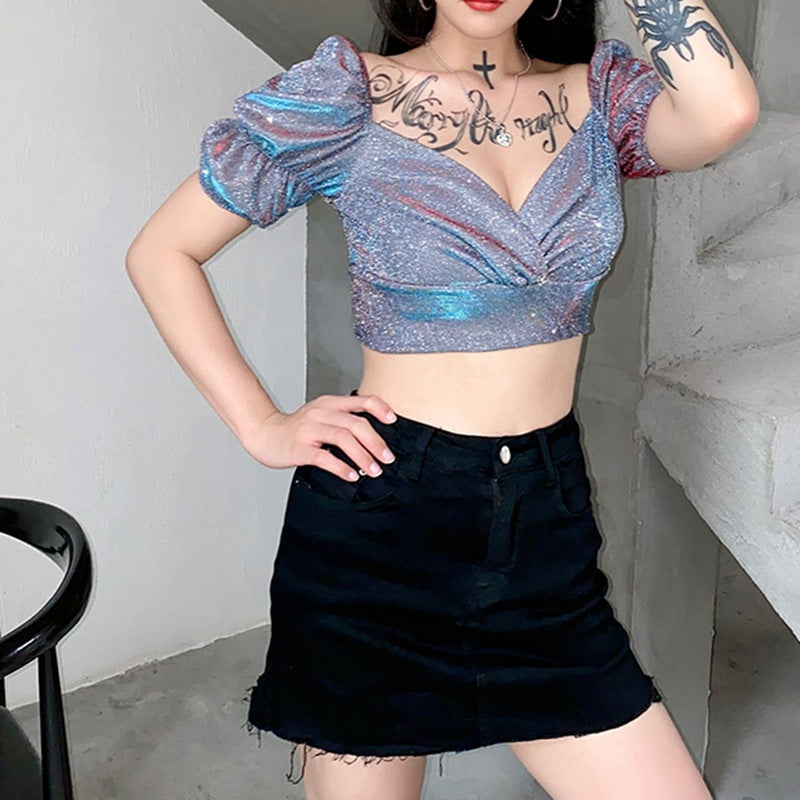 Palace style retro short slim slimming short-sleeved ACTIVEWEAR