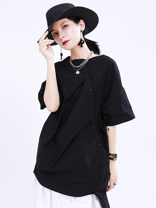 LOOSE BACK CROPPED COTTON T-SHIRTS