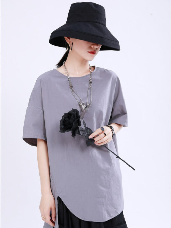 LOOSE BACK CROPPED COTTON T-SHIRTS