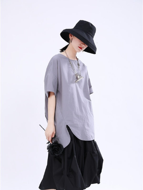 LOOSE BACK CROPPED COTTON T-SHIRTS