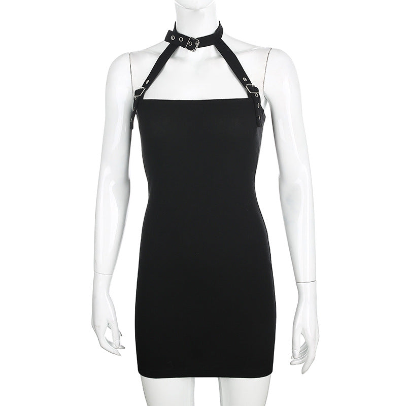 Sexy Slim Irregular Halter Corn Sling Dress Backless Skirt ACTIVEWEAR