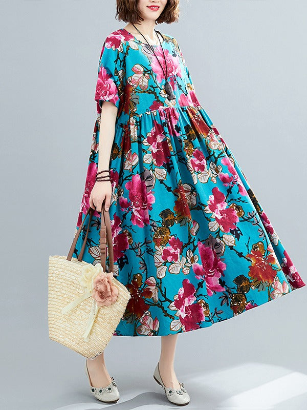 LOOSE FLOWER PRINTING NATIONAL DRESS