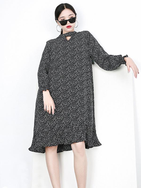 Printed Fresh Loose Plus Size Midi Dresses