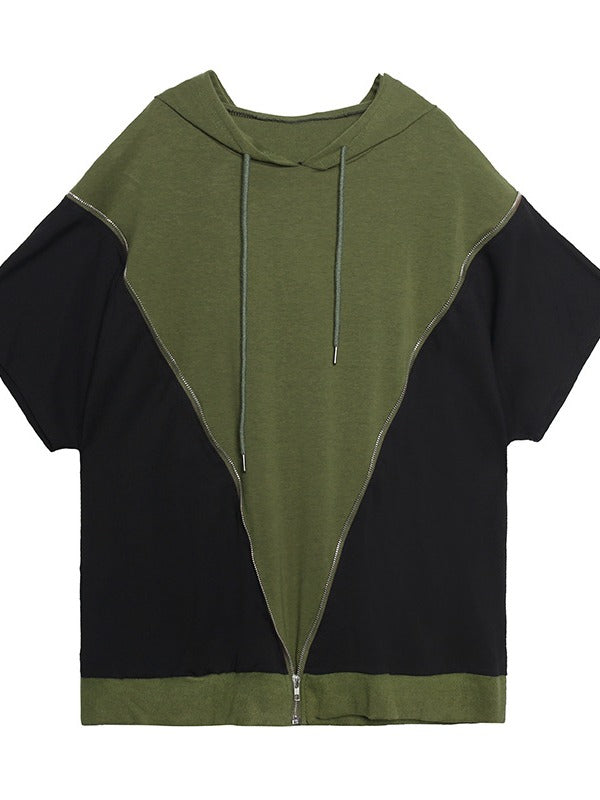 LOOSE SPLIT-JOINT HOODED COOL T-SHIRT