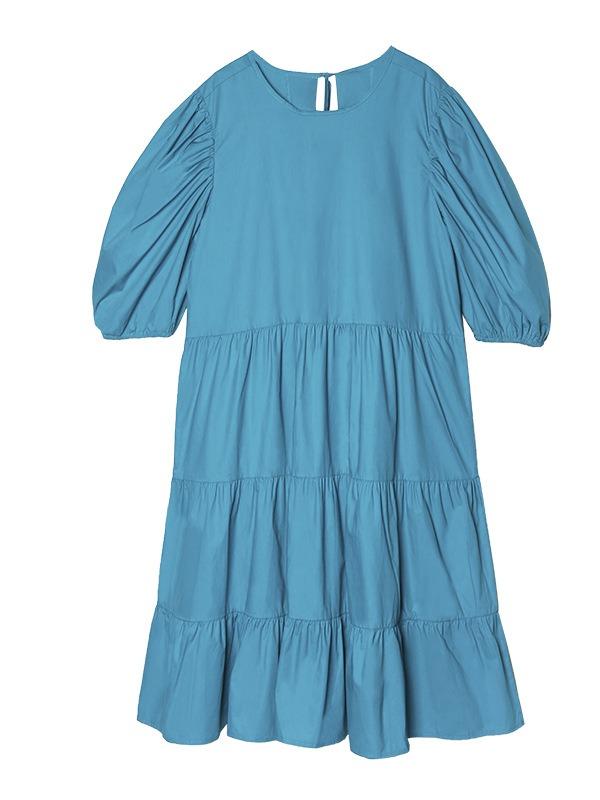 A-Line Bishop Sleeve Half-Sleeve Long Dress