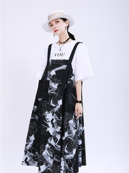 LOOSE BIG-HEM GRAFFITI SLIP DRESS