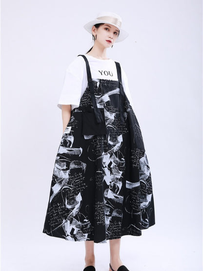 LOOSE BIG-HEM GRAFFITI SLIP DRESS